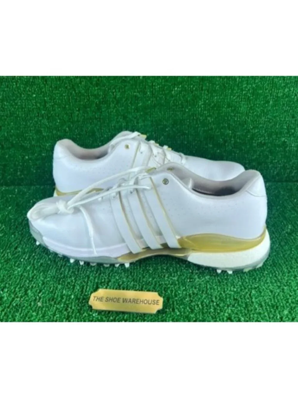 Men's Adidas Tour360 24 Boost White Gold Golf Spikes Shoes IE3367 Size 9
